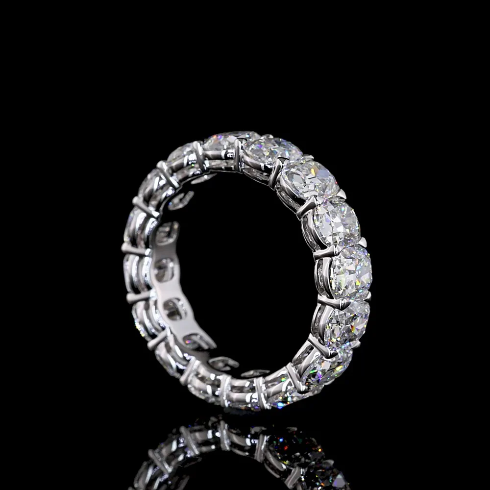 14K White Gold Antique Cushion Cut Lab Diamond Eternity Band - 16 Stones, 5.86 Carats Total Weight, E-F Color - Covaloro Fine Jewelry - Image 3