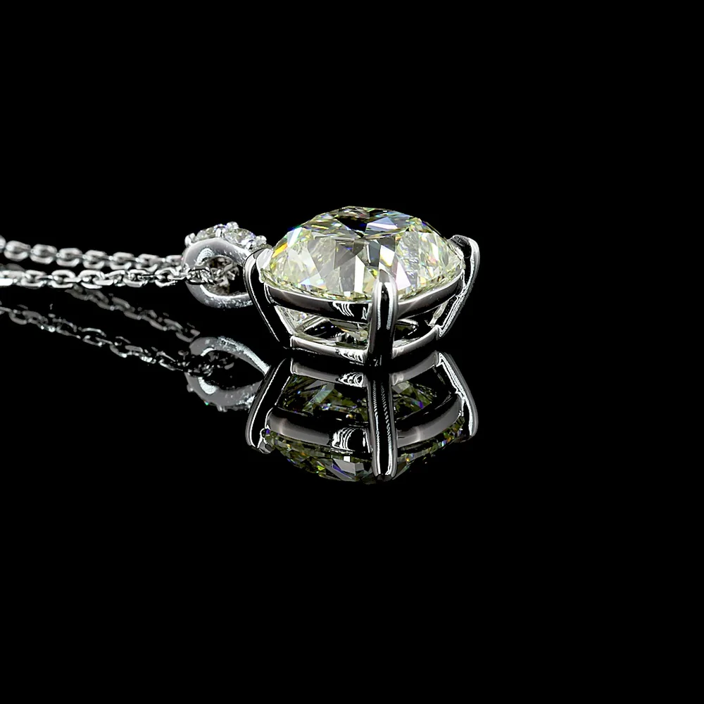14K White Gold Antique Cushion Cut Lab Diamond Pendant with Brilliant Round Accents - 2.09 Carat Total Diamond Weight, IGI Certified - Covaloro Fine Jewelry - Image 3