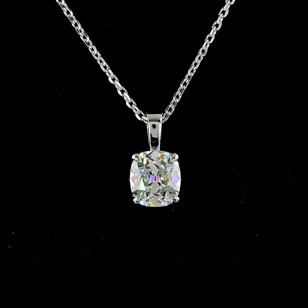 14K White Gold Antique Cushion Cut Lab Diamond Solitaire Pendant - 1.01 Carat Total Diamond Weight - Covaloro Fine Jewelry - Image 2
