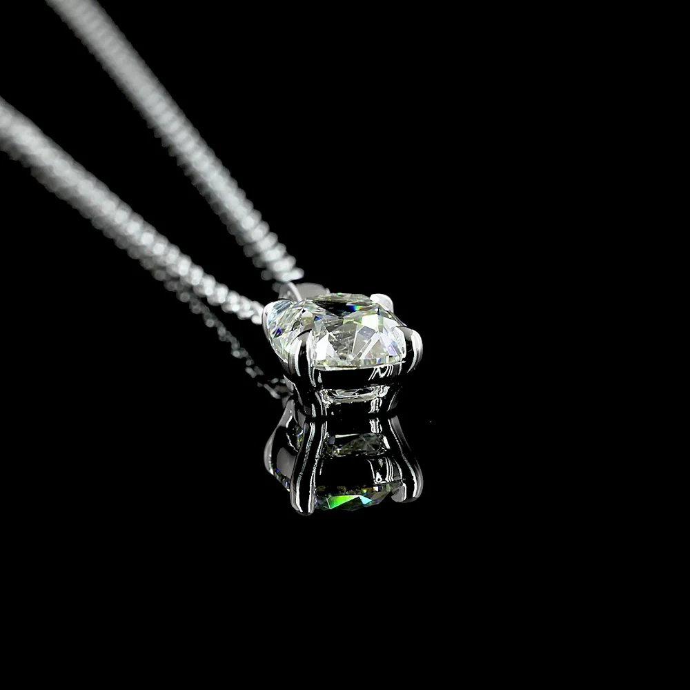 14K White Gold Antique Cushion Cut Lab Diamond Solitaire Pendant - 1.01 Carat Total Diamond Weight - Covaloro Fine Jewelry - Image 3
