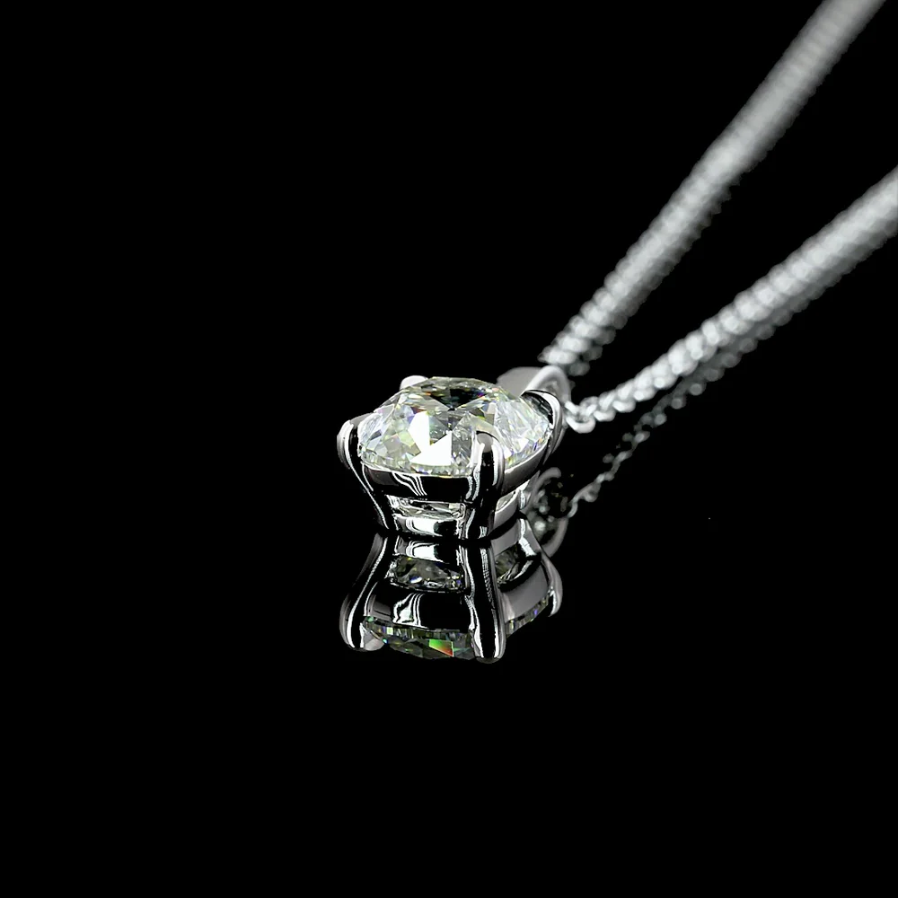 14K White Gold Antique Cushion Cut Lab Diamond Solitaire Pendant - 1.01 Carat Total Diamond Weight - Covaloro Fine Jewelry - Image 4