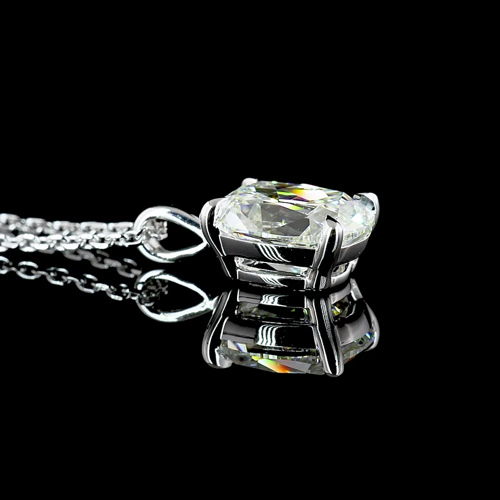 14K White Gold Antique Cushion Cut Lab Diamond Solitaire Pendant - 1.90 Carat Total Weight, VVS2 Clarity - Covaloro Fine Jewelry - Image 3