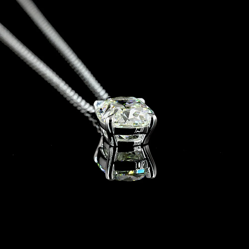 14K White Gold Antique Cushion Cut Lab Diamond Solitaire Pendant - 2.57 Carat Total Diamond Weight, G-H VS1 - Covaloro Fine Jewelry - Image 3