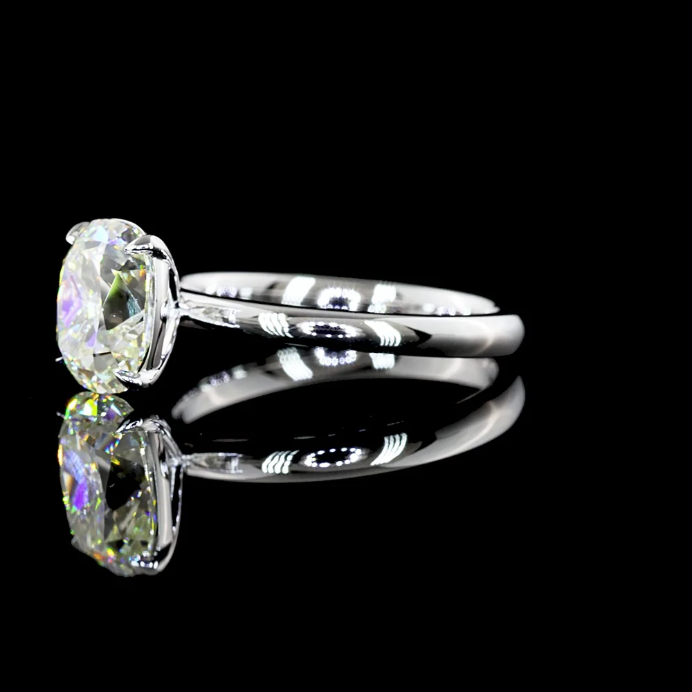 14K White Gold Antique Cushion Cut Lab Diamond Solitaire Ring - 2.02 Carat Total Diamond Weight, IGI Certified VS1 Clarity - Covaloro Fine Jewelry - Image 2