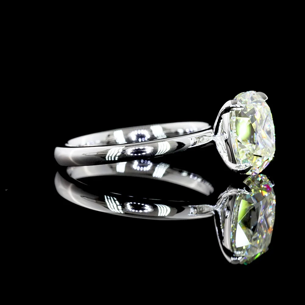 14K White Gold Antique Cushion Cut Solitaire Ring - 2.53 Carat Lab Grown Diamond, I-J Color, VVS2 Clarity, IGI Certified - Covaloro Fine Jewelry - Image 2