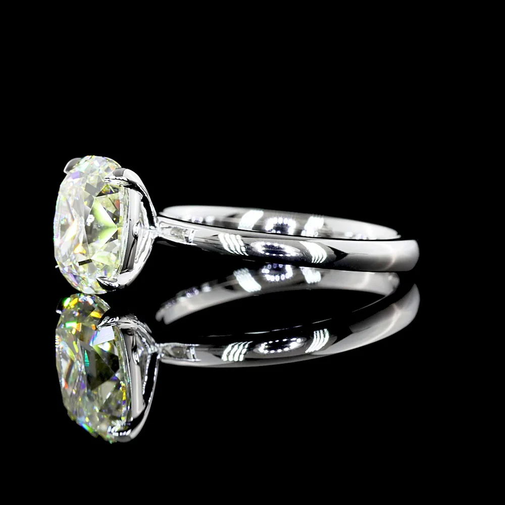 14K White Gold Antique Cushion Cut Solitaire Ring - 2.53 Carat Lab Grown Diamond, I-J Color, VVS2 Clarity, IGI Certified - Covaloro Fine Jewelry - Image 3