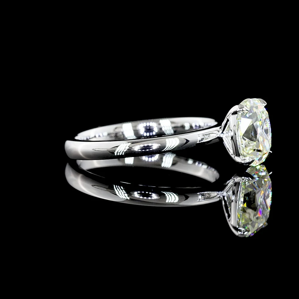 14K White Gold Antique Cushion Cut Solitaire Ring with 1.53 Carat Lab Grown I-J VS1 Diamond - IGI Certified - Covaloro Fine Jewelry - Image 2
