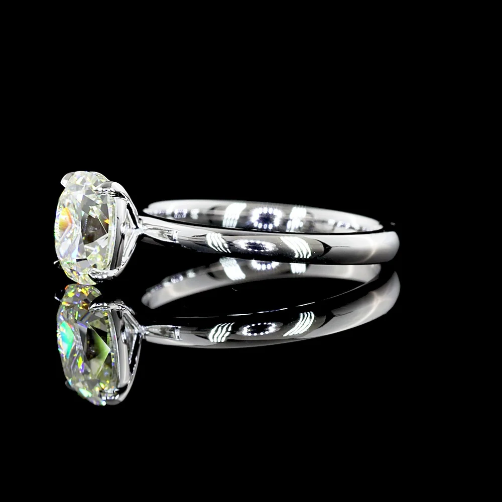 14K White Gold Antique Cushion Cut Solitaire Ring with 1.53 Carat Lab Grown I-J VS1 Diamond - IGI Certified - Covaloro Fine Jewelry - Image 3