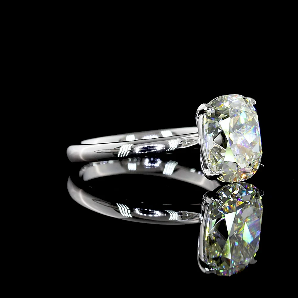 14K White Gold Antique Cushion Cut Solitaire Ring with 3.02 Carat IGI Certified Lab Diamond - J VS1 Quality - Covaloro Fine Jewelry - Image 2