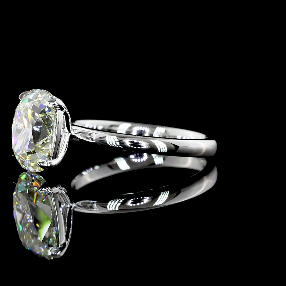 14K White Gold Antique Cushion Cut Solitaire Ring with 3.02 Carat IGI Certified Lab Diamond - J VS1 Quality - Covaloro Fine Jewelry - Image 3