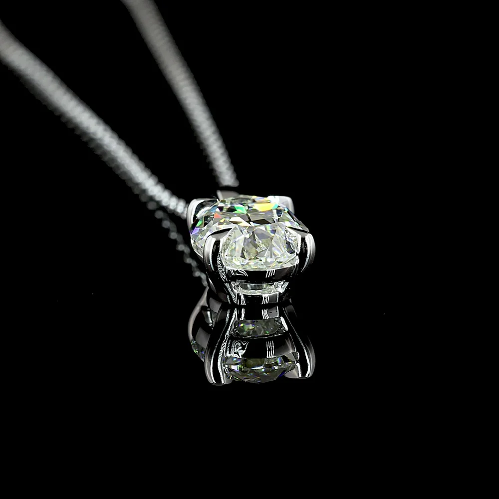 14K White Gold Antique Oval Cut Lab Diamond Solitaire Pendant with Prong Setting - 1.83 Carat Total Diamond Weight - Covaloro Fine Jewelry - Image 3