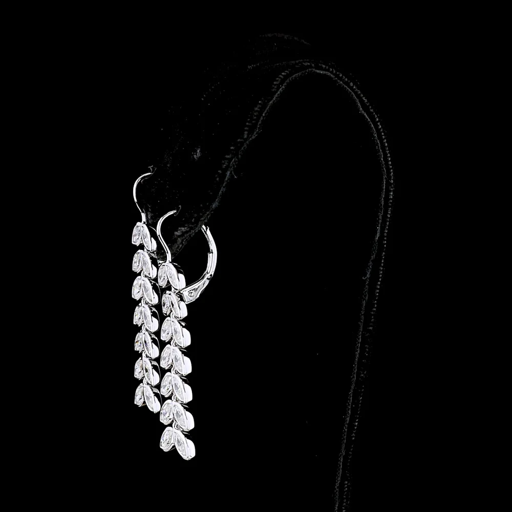 14K White Gold Articulated Drop Earrings with Bezel Set Marquise Lab Diamonds - 3.32 Carats Total Diamond Weight - Covaloro Fine Jewelry - Image 4