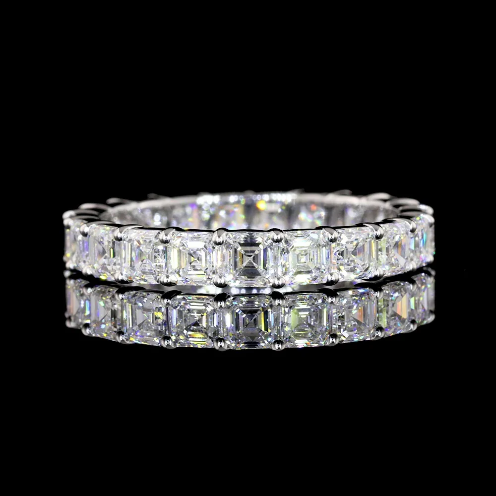 14K White Gold Asscher Cut Lab Diamond Eternity Band - 2.72 Carats Total Diamond Weight - Covaloro Fine Jewelry