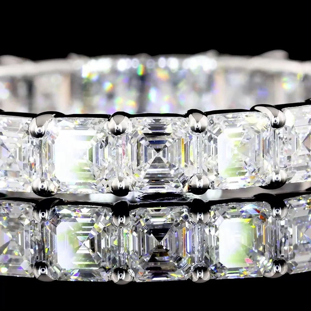 14K White Gold Asscher Cut Lab Diamond Eternity Band - 2.72 Carats Total Diamond Weight - Covaloro Fine Jewelry - Image 3