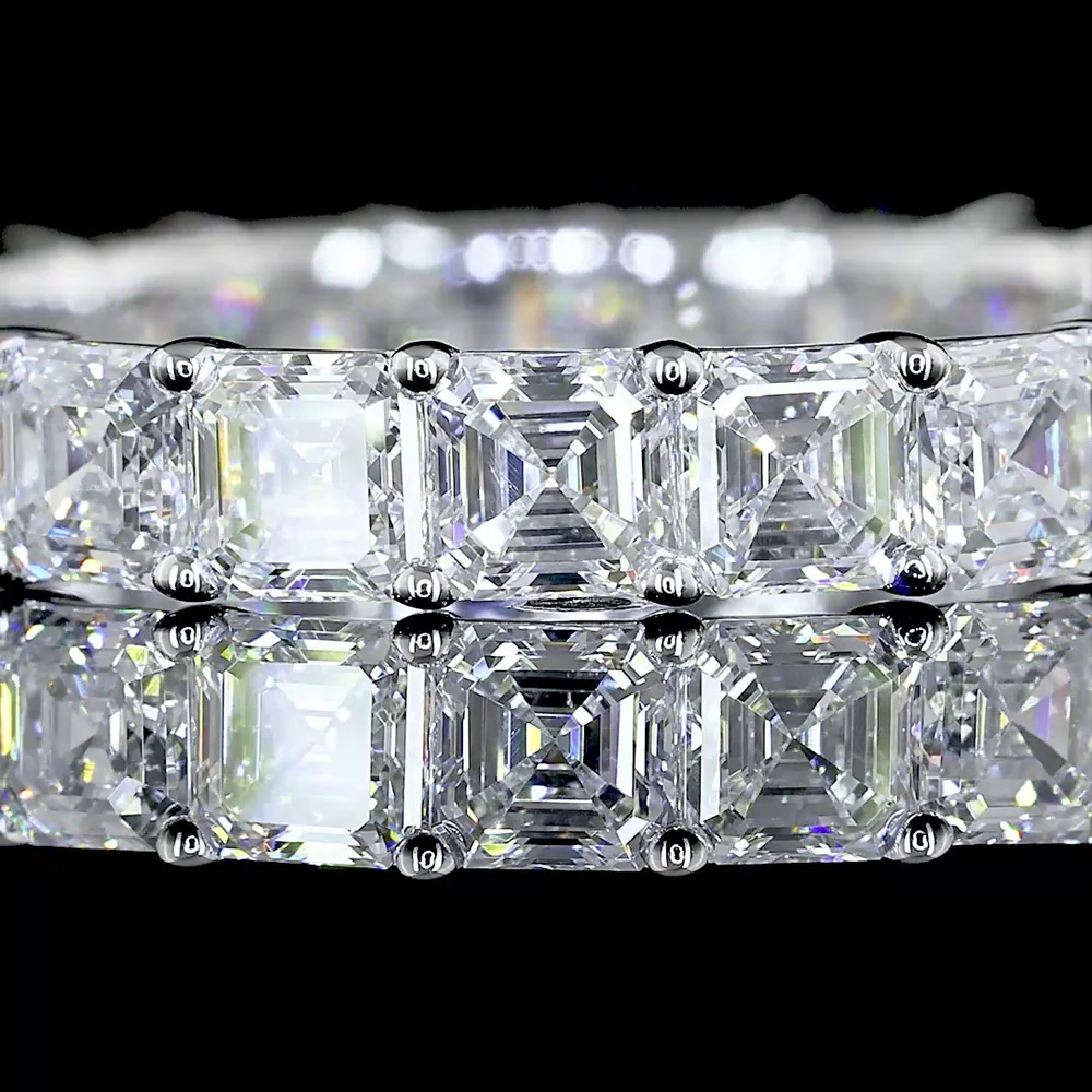14K White Gold Asscher Cut Lab Diamond Eternity Band - 3.03 Total Carat Weight, 21 Stones, E-F Color, VS Clarity - Covaloro Fine Jewelry - Image 2