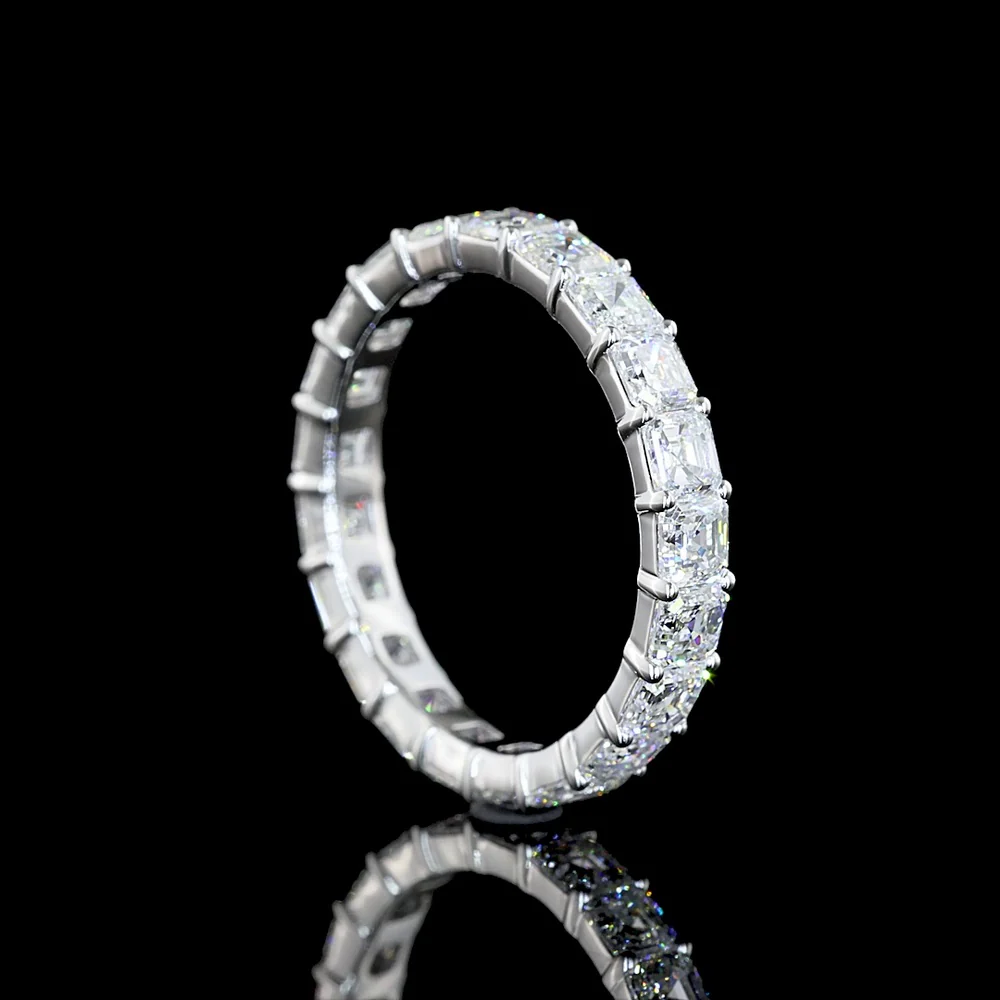 14K White Gold Asscher Cut Lab Diamond Eternity Band - 3.03 Total Carat Weight, 21 Stones, E-F Color, VS Clarity - Covaloro Fine Jewelry - Image 3