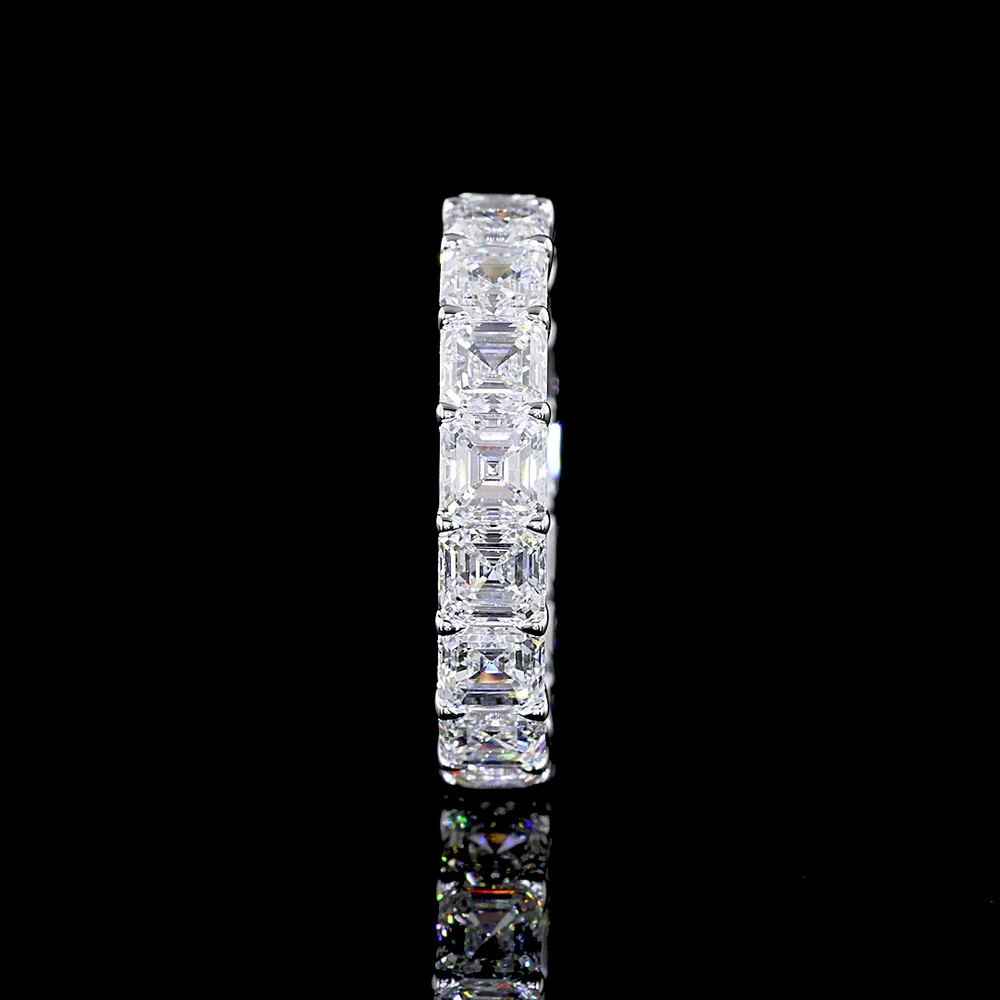 14K White Gold Asscher Cut Lab Diamond Eternity Band - 5.08 Carats Total Diamond Weight, 17 Stones E-F VS Clarity - Covaloro Fine Jewelry - Image 3