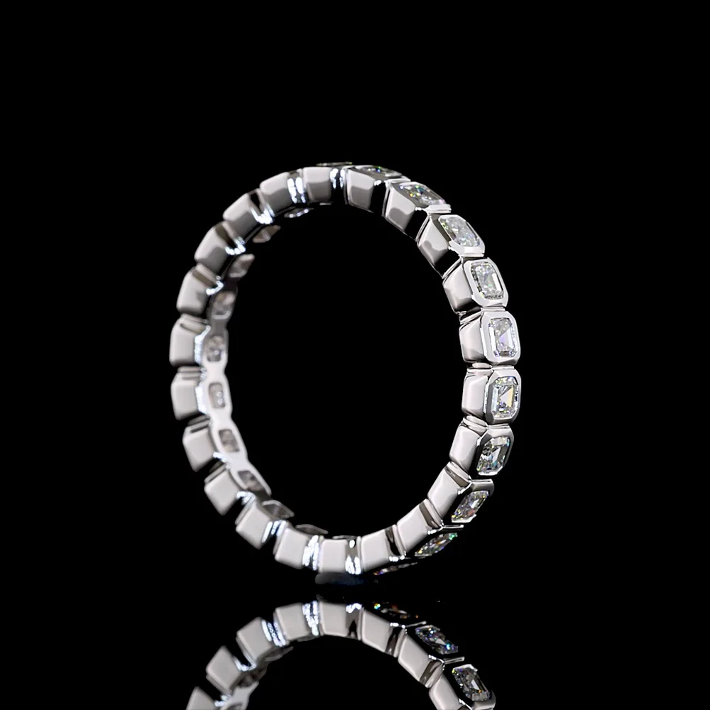 14K White Gold Asscher Cut Lab Diamond Eternity Band with Bezel Setting - 1.21 Carats Total Diamond Weight, 22 Stones - Covaloro Fine Jewelry - Image 3
