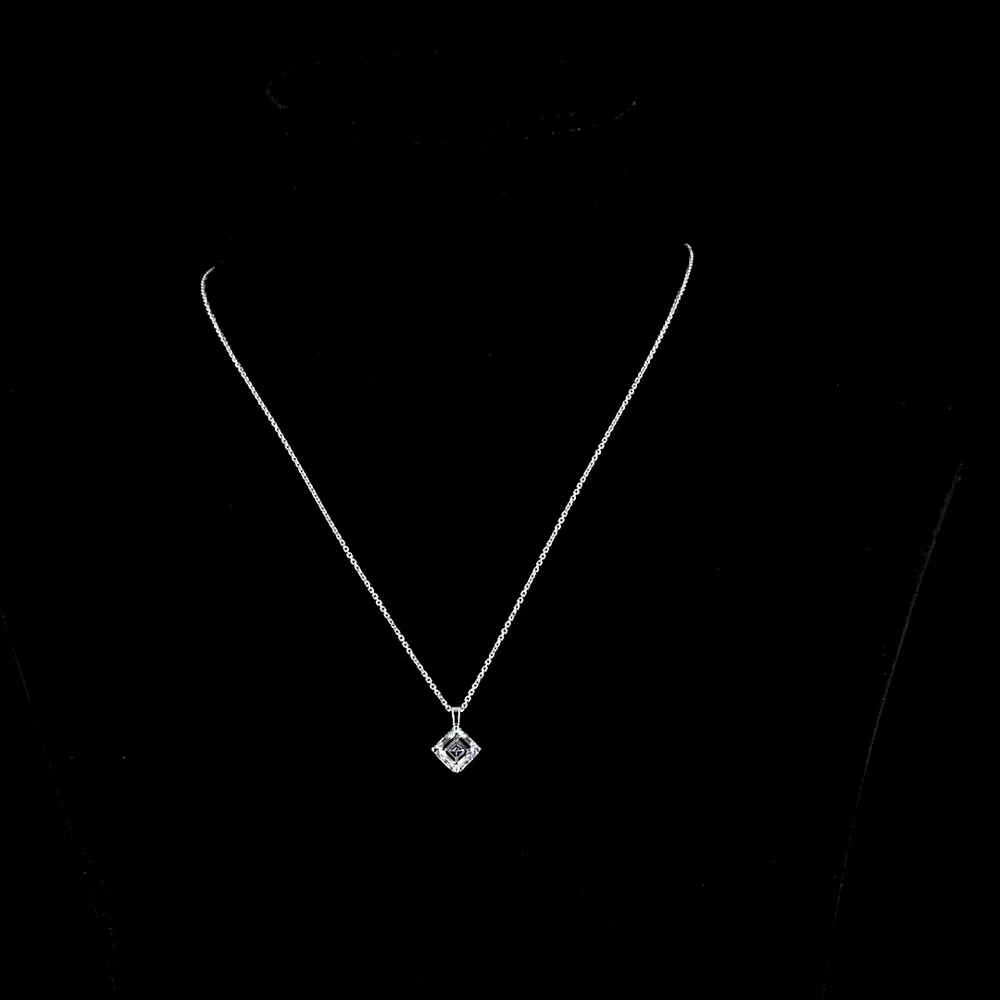 14K White Gold Asscher Cut Lab Diamond Solitaire Pendant - 2.00 Carat Total Weight, G VVS2 IGI Certified - Covaloro Fine Jewelry