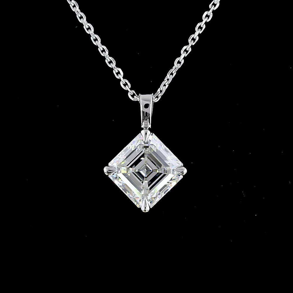 14K White Gold Asscher Cut Lab Diamond Solitaire Pendant - 2.00 Carat Total Weight, G VVS2 IGI Certified - Covaloro Fine Jewelry - Image 2