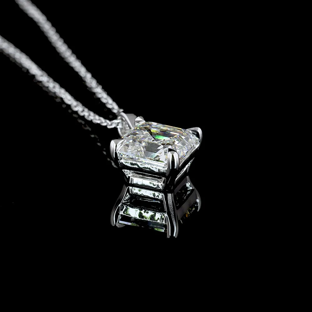 14K White Gold Asscher Cut Lab Diamond Solitaire Pendant - 2.00 Carat Total Weight, G VVS2 IGI Certified - Covaloro Fine Jewelry - Image 3
