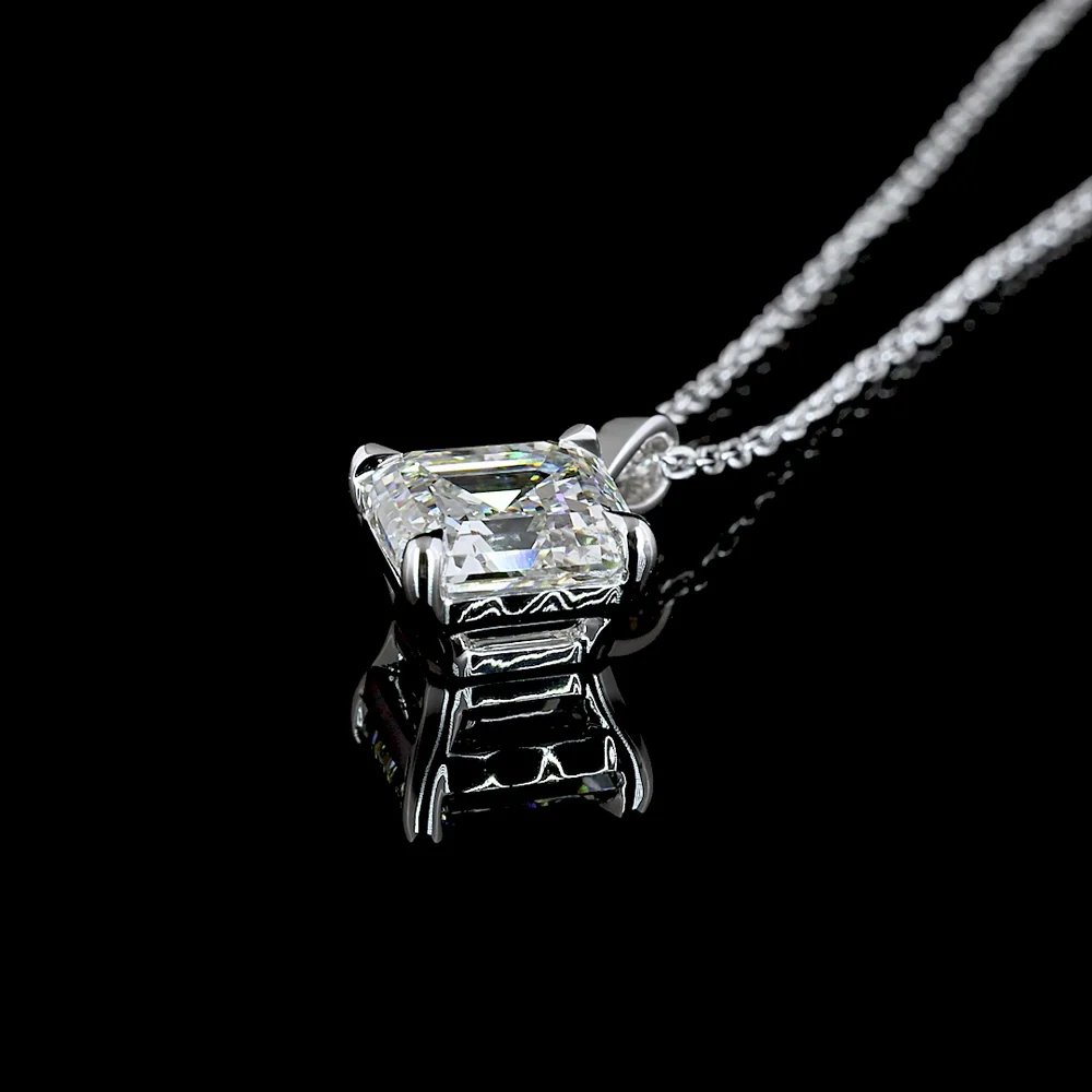 14K White Gold Asscher Cut Lab Diamond Solitaire Pendant - 2.00 Carat Total Weight, G VVS2 IGI Certified - Covaloro Fine Jewelry - Image 4