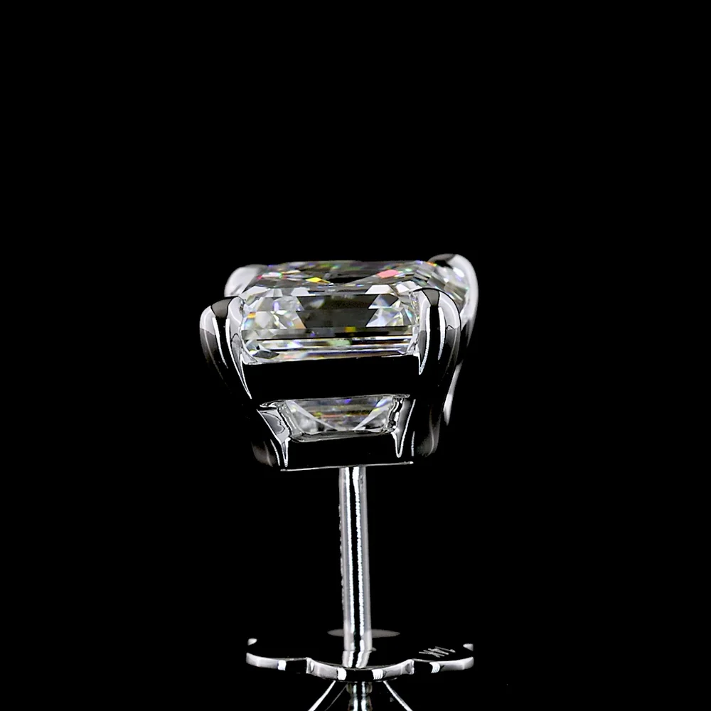 14K White Gold Asscher Cut Lab Diamond Stud Earrings - 4.18 Carat Total Weight, E-F Color VS1 Clarity, IGI Certified - Covaloro Fine Jewelry - Image 4