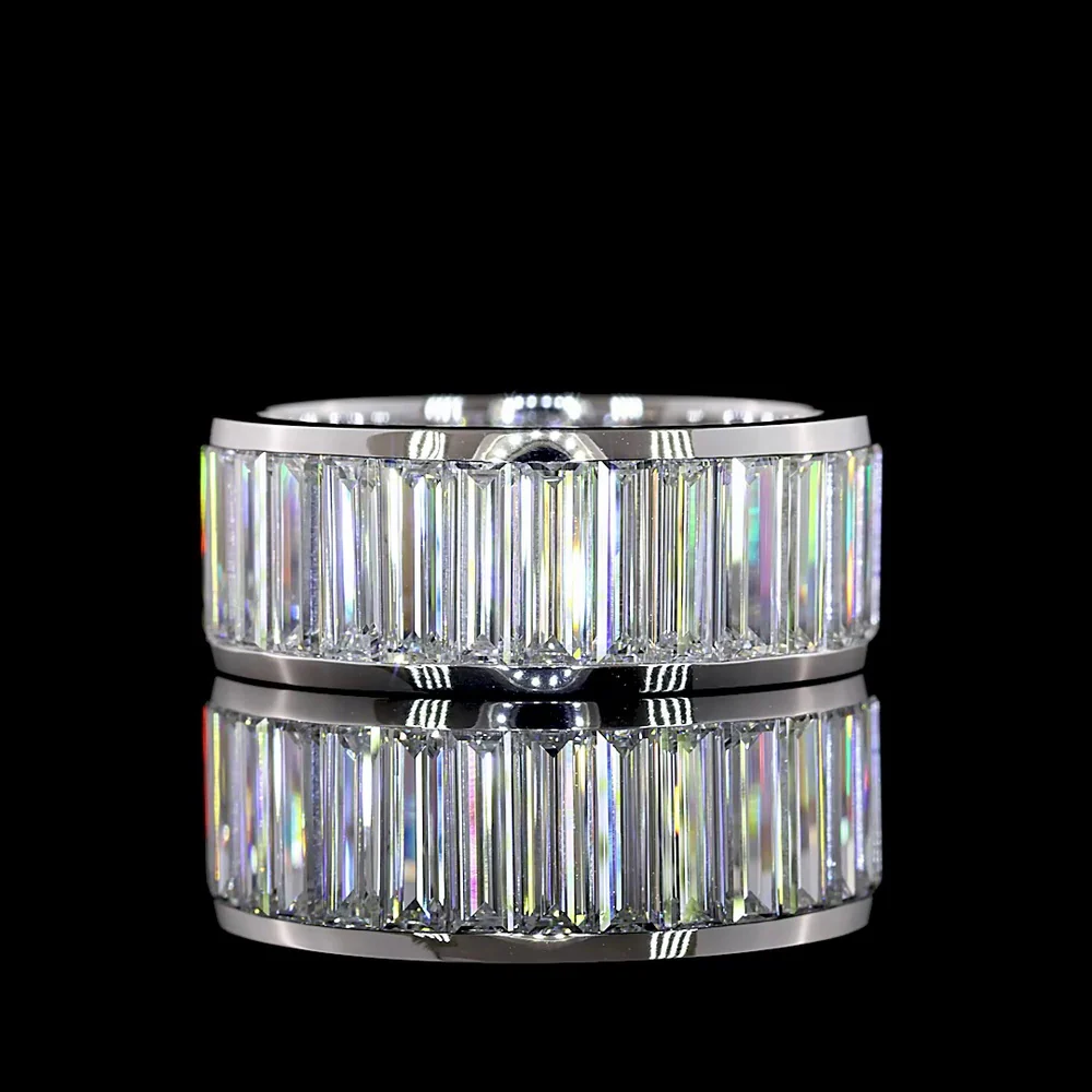 14K White Gold Baguette Cut Eternity Band with North-South Channel Set Lab Diamonds - 7.58 Carats Total Diamond Weight - Covaloro Fine Jewelry