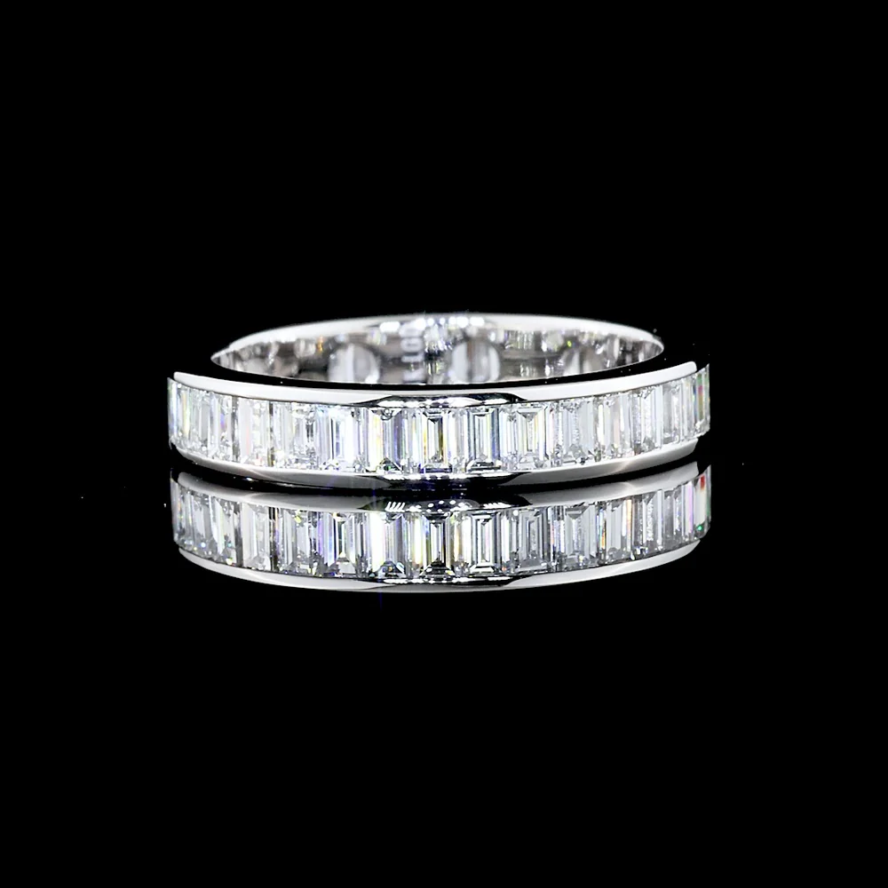 14K White Gold Baguette Cut Lab Diamond Eternity Band - Channel Set with 35 Stones - 1.94 Carats Total Diamond Weight - Covaloro Fine Jewelry