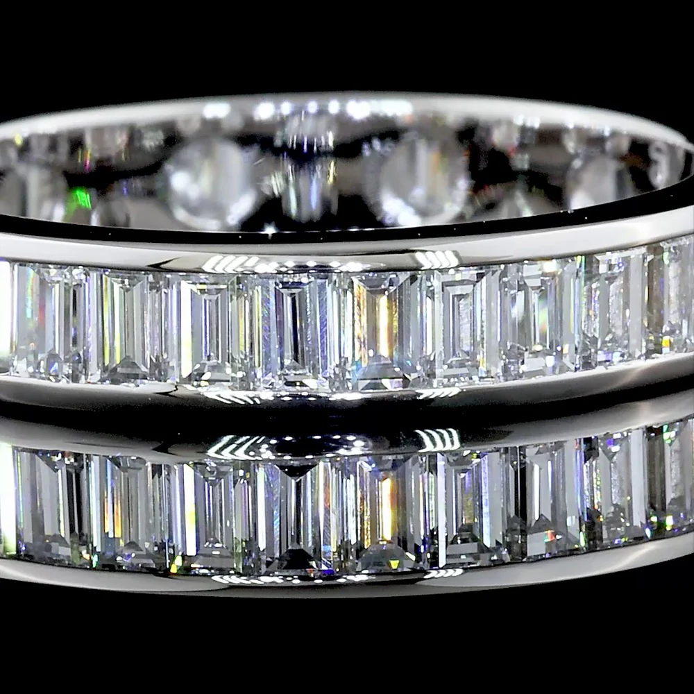 14K White Gold Baguette Cut Lab Diamond Eternity Band - Channel Set with 35 Stones - 1.94 Carats Total Diamond Weight - Covaloro Fine Jewelry - Image 2