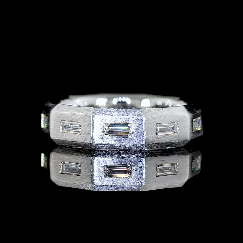 14K White Gold Baguette Diamond Eternity Band with Flush Set East-West Lab Diamonds - 0.99 Carat Total Weight - Covaloro Fine Jewelry