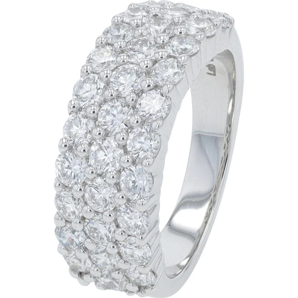 14K White Gold Band with 1.99 Carat Total Weight Prong - Set Lab Grown Round Diamonds