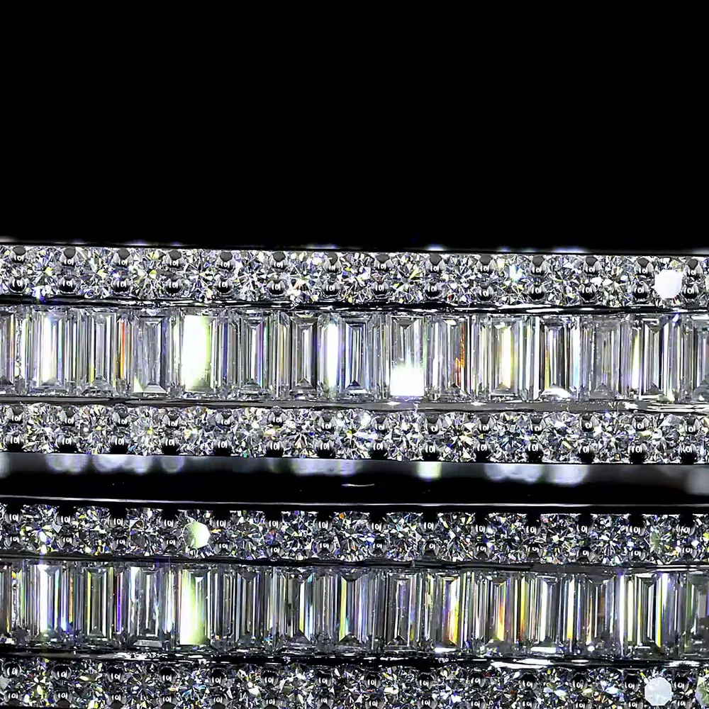14K White Gold Bangle Bracelet with Baguette and Round Lab Diamonds - 4.19 Carat Total Weight, E/VS1 Quality - Covaloro Fine Jewelry - Image 2