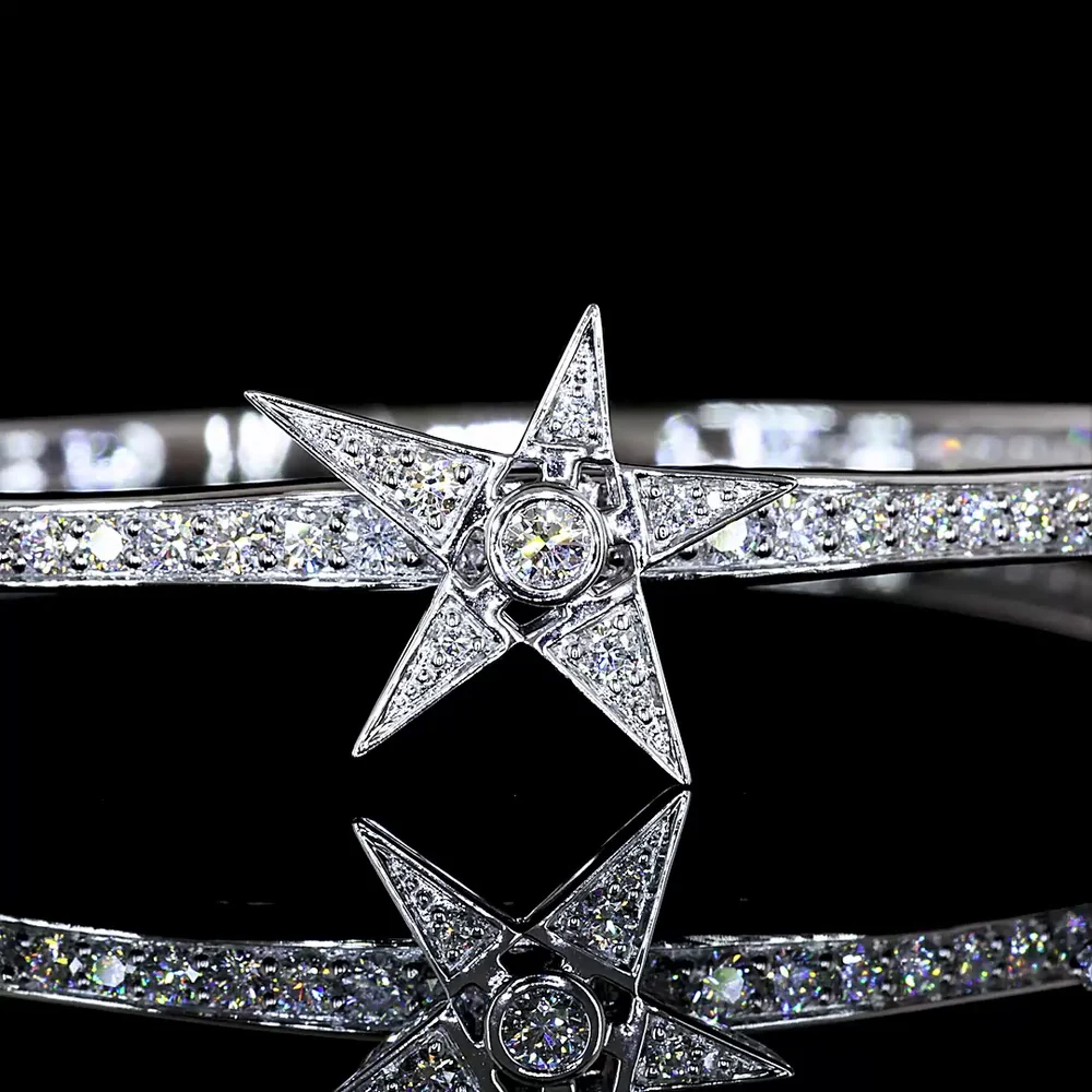 14K White Gold Bangle Bracelet with Bezel and Prong Set Round Lab Diamonds - 2.61 Carats Total Diamond Weight - Covaloro Fine Jewelry - Image 2