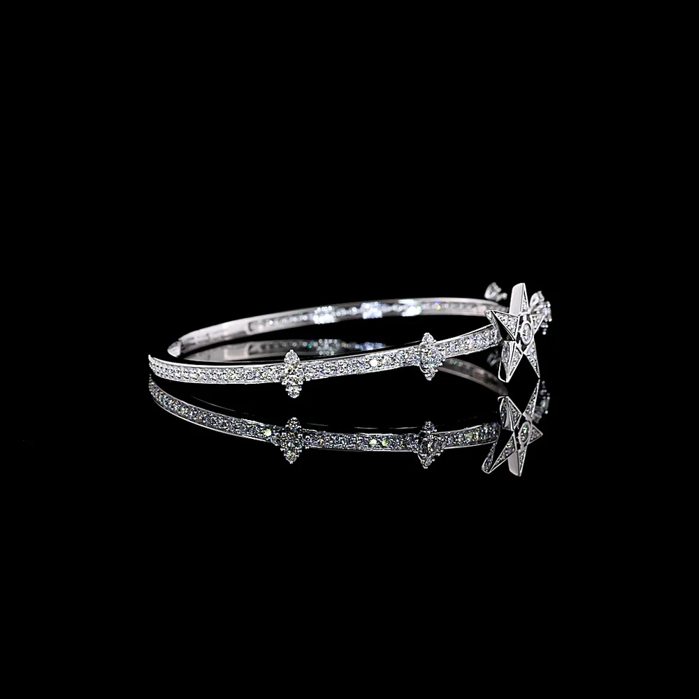 14K White Gold Bangle Bracelet with Bezel and Prong Set Round Lab Diamonds - 2.61 Carats Total Diamond Weight - Covaloro Fine Jewelry - Image 3
