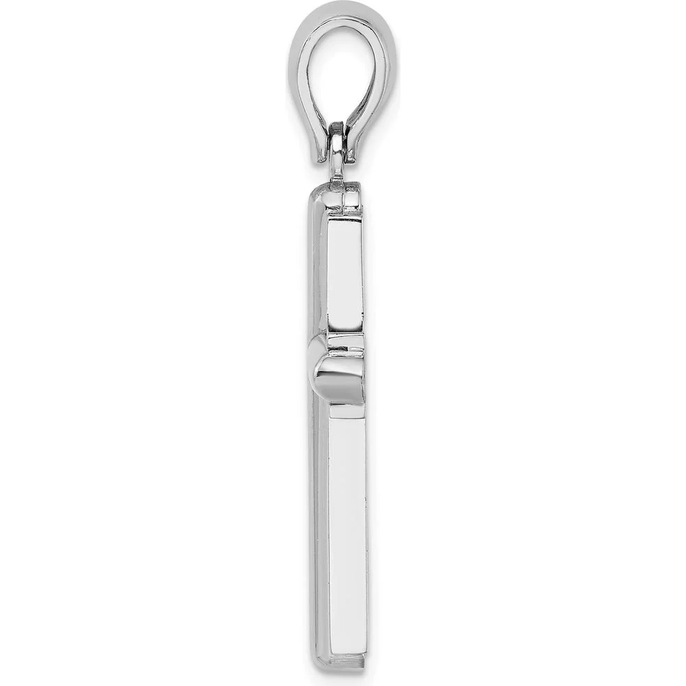 14K White Gold Beveled Cross Charm Pendant - Solid and Polished Finish by Oro Pregiato - Image 2