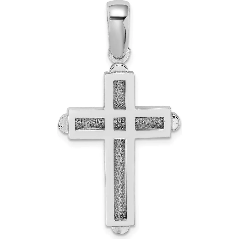 14K White Gold Beveled Cross Charm Pendant - Solid and Polished Finish by Oro Pregiato - Image 4