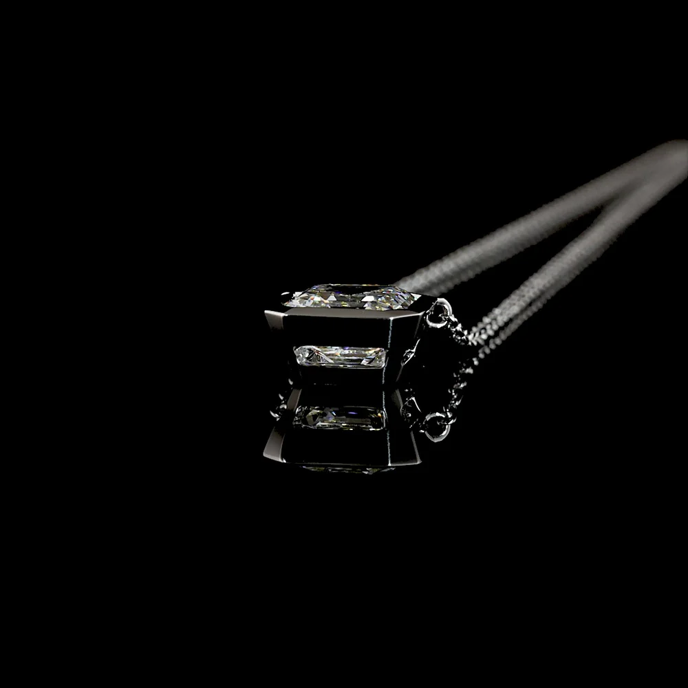 14K White Gold Bezel Set Asscher Cut Lab Diamond Solitaire Pendant - 1.01 Carat D VVS2 IGI Certified - Covaloro Fine Jewelry - Image 3