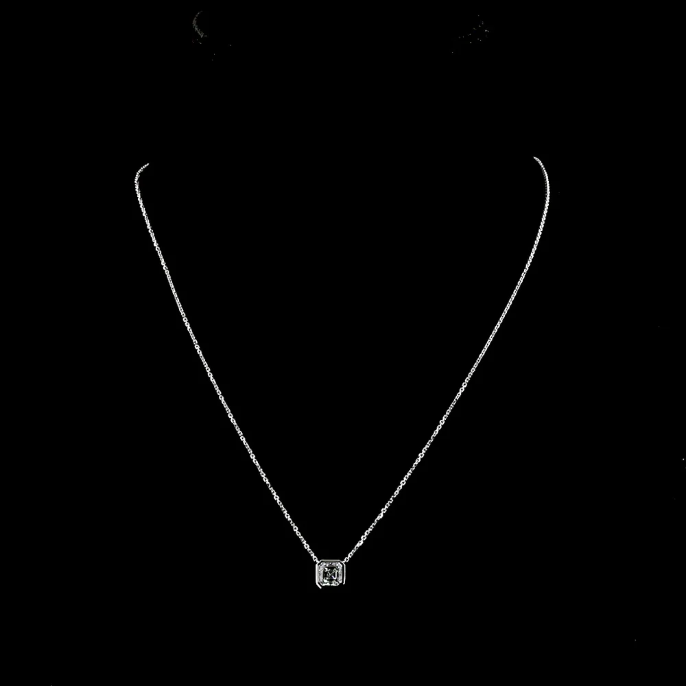 14K White Gold Bezel Set Asscher Cut Lab Diamond Solitaire Pendant - 1.01 Carat D VVS2 IGI Certified - Covaloro Fine Jewelry - Image 4