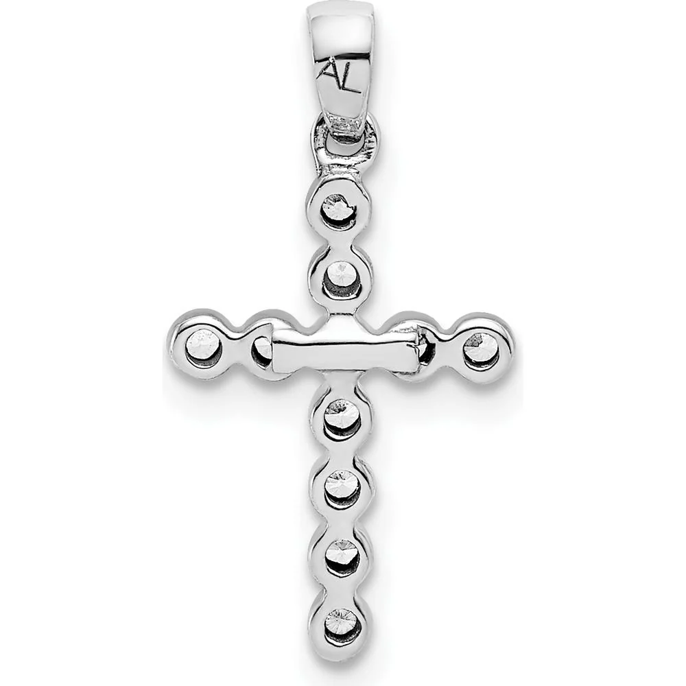 14K White Gold Bezel Set Diamond Cross Pendant - 0.10 Carat Total Diamond Weight by Monteluci Fine Jewelry - Image 3