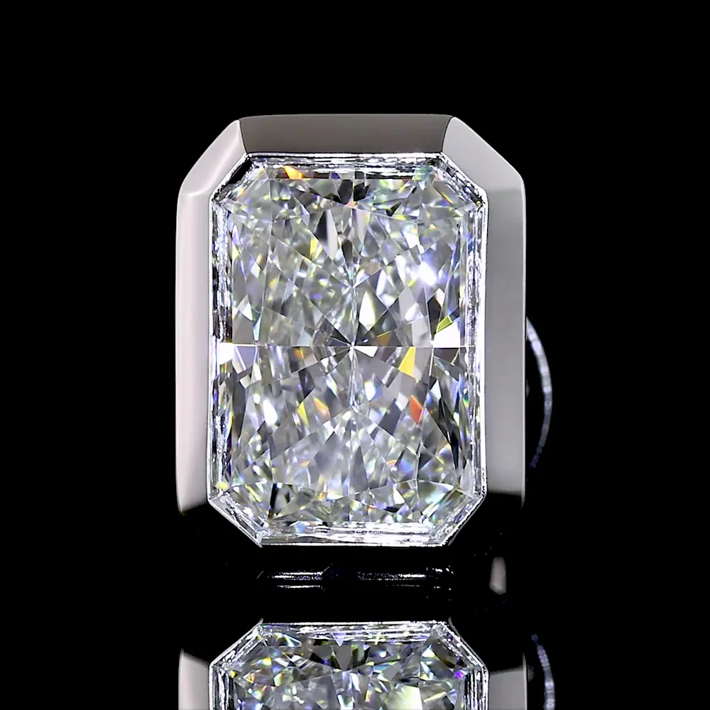 14K White Gold Bezel Set Radiant Cut Lab Diamond Stud Earrings - 2.07 Carats Total Diamond Weight - Covaloro Fine Jewelry - Image 3