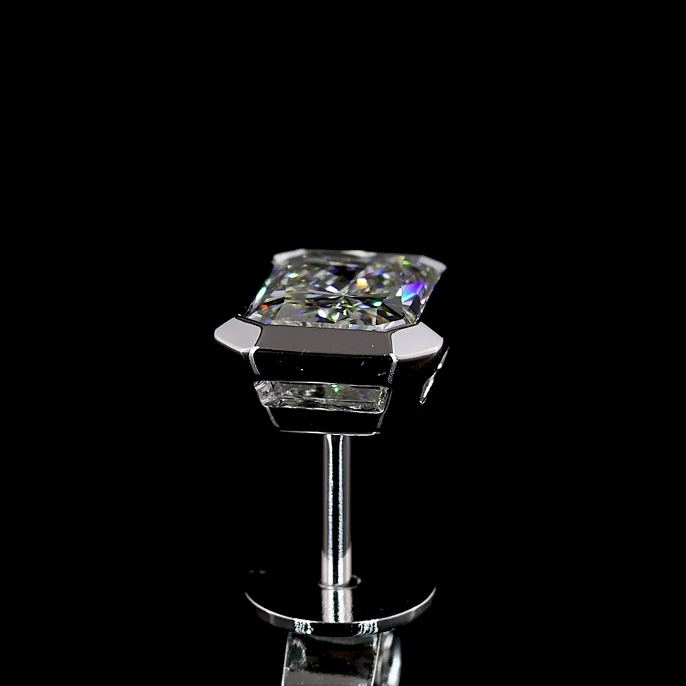 14K White Gold Bezel Set Radiant Cut Lab Diamond Stud Earrings - 2.07 Carats Total Diamond Weight - Covaloro Fine Jewelry - Image 4