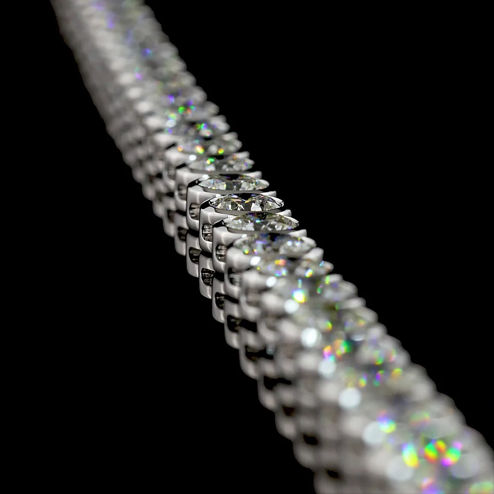14K White Gold Bezel Set Round Lab Diamond Tennis Necklace - 23.99 Carat Total Weight with E-F VS1 Diamonds - Covaloro Fine Jewelry - Image 3