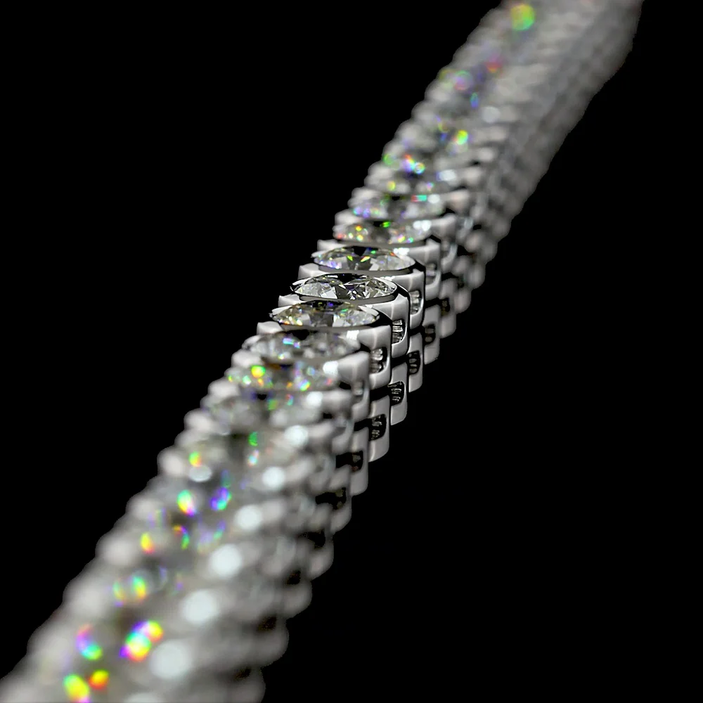 14K White Gold Bezel Set Round Lab Diamond Tennis Necklace - 23.99 Carat Total Weight with E-F VS1 Diamonds - Covaloro Fine Jewelry - Image 4