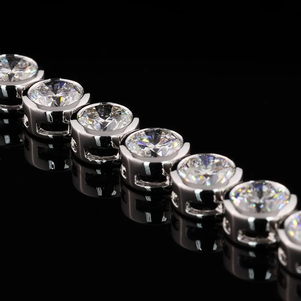 14K White Gold Bezel Set Tennis Bracelet with 33 Round Lab Diamonds - 10.17 Carat Total Weight (E-F Color, VS2 Clarity) - Covaloro Fine Jewelry - Image 3