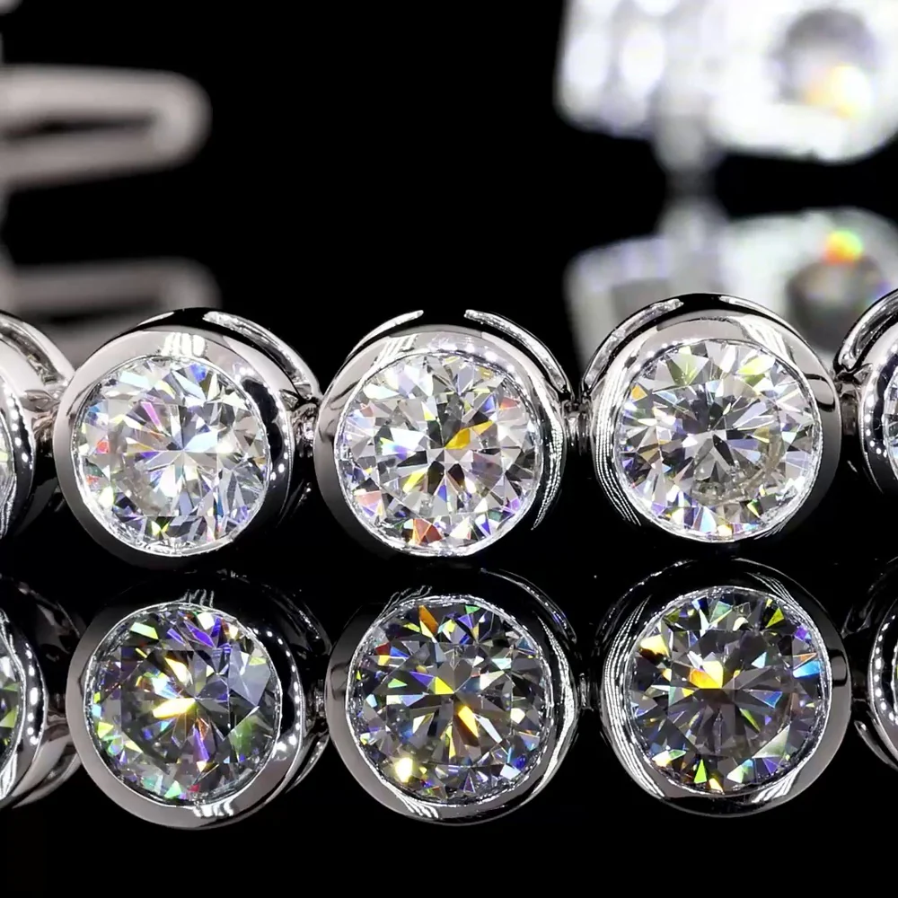 14K White Gold Bezel Set Tennis Bracelet with 33 Round Lab Diamonds - 10.17 Carat Total Weight (E-F Color, VS2 Clarity) - Covaloro Fine Jewelry - Image 4
