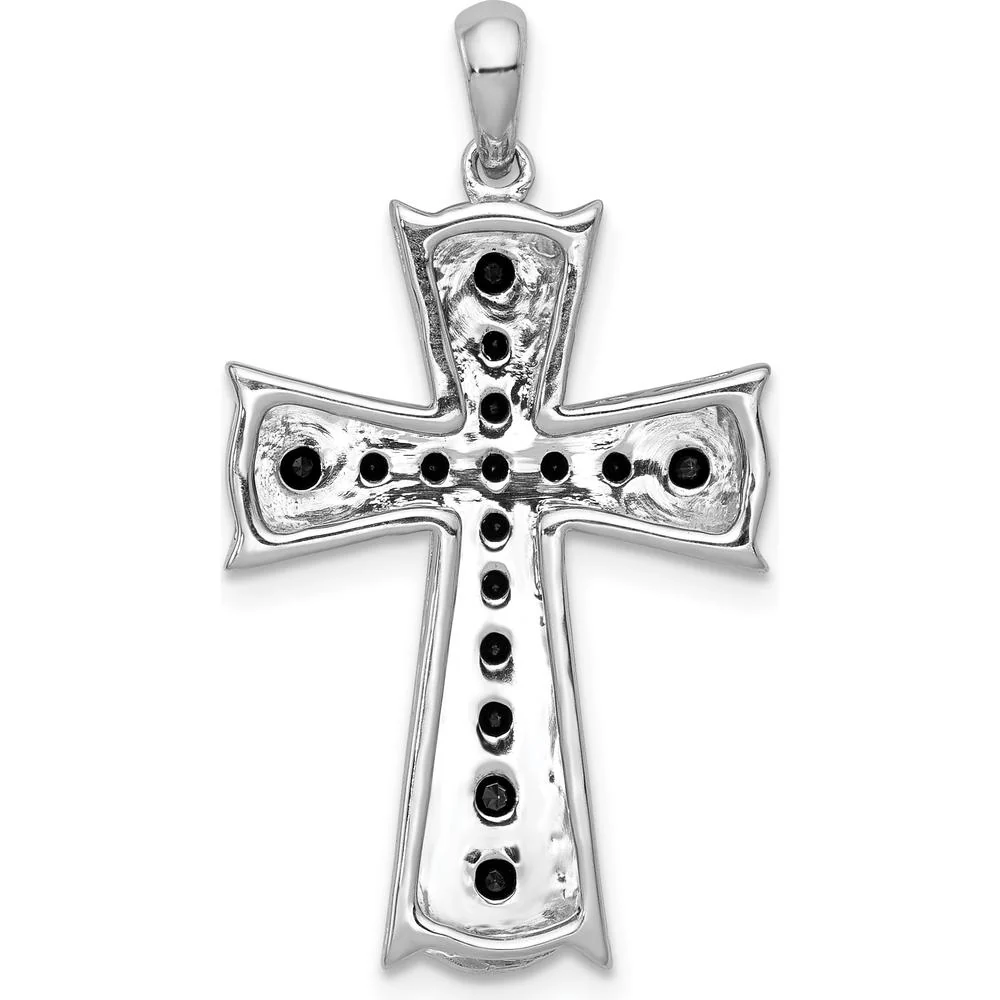 14K White Gold Black Diamond Cross Pendant - 0.50 Carat Total Diamond Weight by Monteluci Fine Jewelry - Image 3