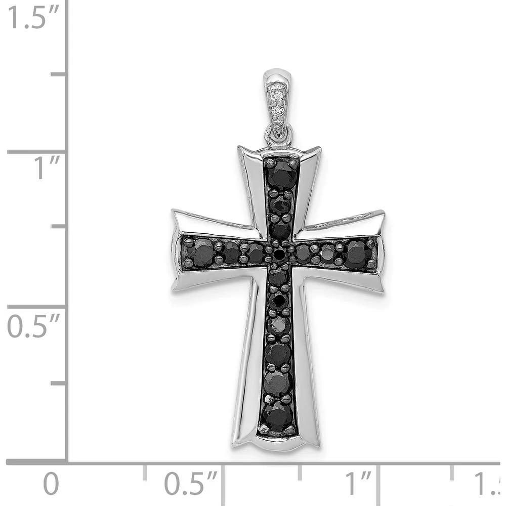 14K White Gold Black Diamond Cross Pendant - 0.50 Carat Total Diamond Weight by Monteluci Fine Jewelry - Image 4