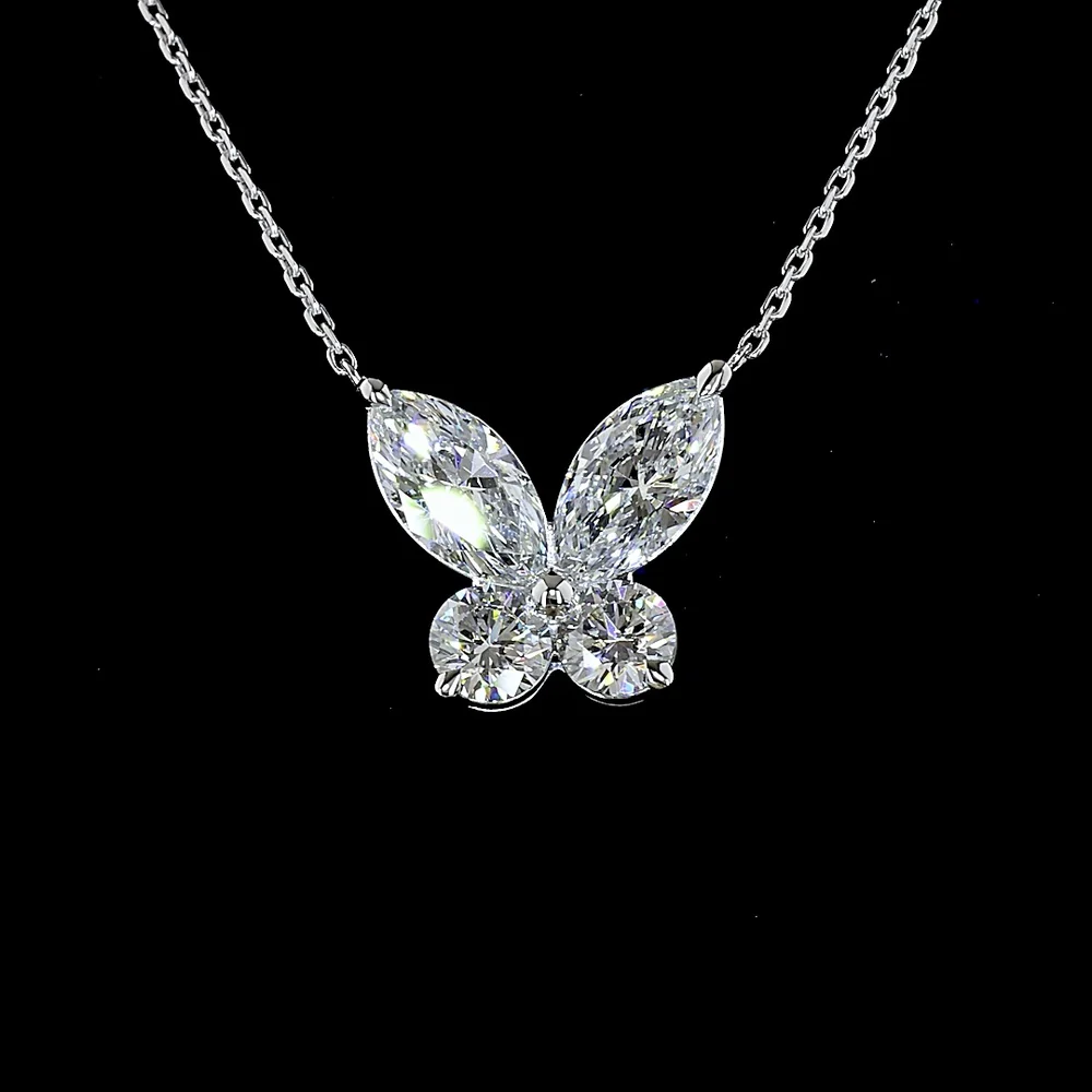 14K White Gold Butterfly Motif Pendant with Marquise and Round Lab-Grown Diamonds - 2.11 Carats Total Diamond Weight - Covaloro Fine Jewelry - Image 2