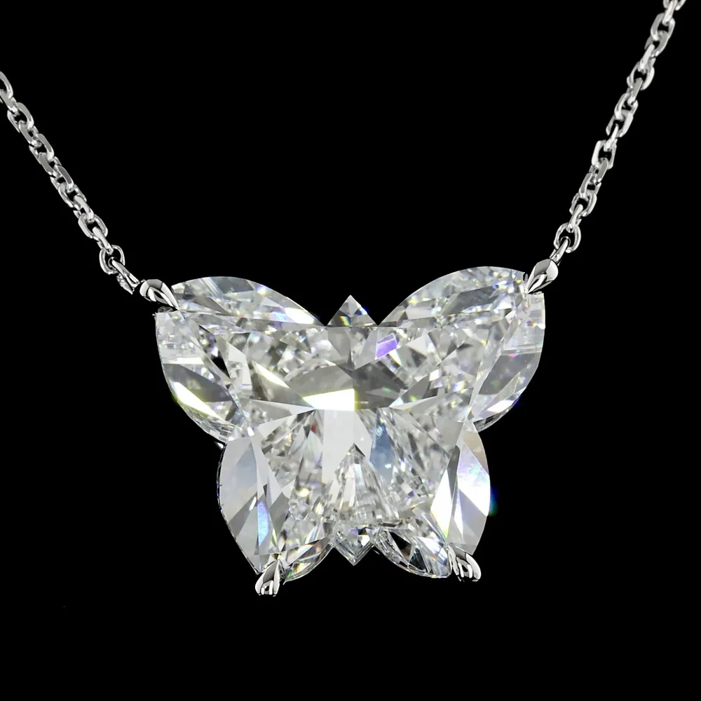14K White Gold Butterfly Shape Pendant with 8.86 Carat Lab-Grown Diamond - E-F VS1 Clarity - Covaloro Fine Jewelry - Image 3